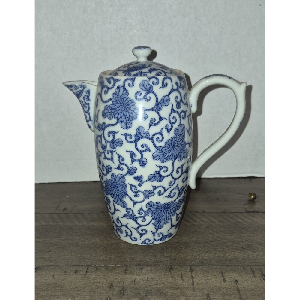 7" Blue And White Teapot Unmarked